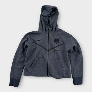 Nike FC Barcelona Jacket Womens‎ Medium Cropped Blue Tech Fleece Cotton Full Zip